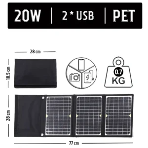 Гнучка Сонячна Панель з USB Складна Сонячна Панель PET. Монокристалічні ламіновані сонячні панелі. Фотоелектрична Сонячна Панель 20W. Сонячна батарея PET