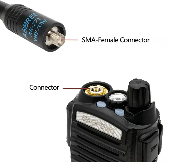 Подовжена Антена До Рації ABBREE AR-771 %%sep%% SMa-Female Двохдiапазонна радіоантена для радіостанцій Baofeng, Quansheng, Retevis. Антена до рації Baofeng