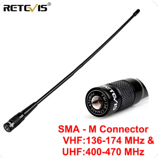 Антена До Рації Retevis SMA-Male RHD-771, SMA-M, UHF\VHF %%sep%% Двохдiапазонна радіоантена для радіостанцій Baofeng, Quansheng, Retevis, Motorola та iнших.