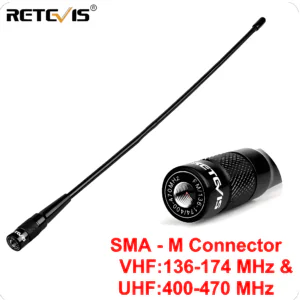 Антена До Рації Retevis SMA-Male RHD-771, SMA-M, UHF\VHF %%sep%% Двохдiапазонна радіоантена для радіостанцій Baofeng, Quansheng, Retevis, Motorola та iнших.