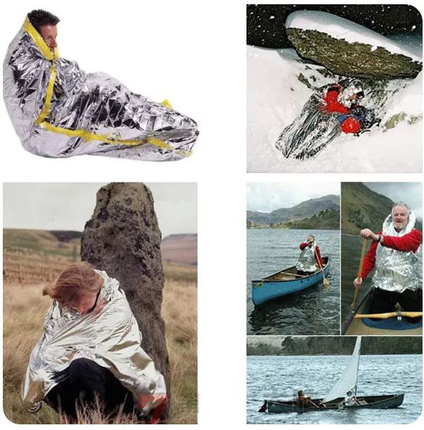 % Термопокривало для кемпінгу, з ПЕТ, не з фольги. Велике, 210*160 см, 60г. Термоплівка для походів.