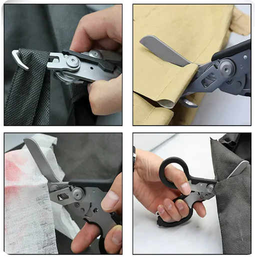 Атравматичні EDC ножиці рятувальника, L-Образні, із серрейтором. Ножиці Лістера, Медичні, з Клiпсою.