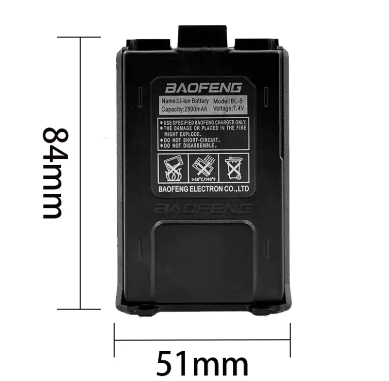 Батарея для Рації Baofeng UV-5R, Type-C, Акумулятор для Baofeng UV-5R, BF-UV5RA Plus, BF-UV5RE, UV5RB, UV5R, DM5R. Акумуляторна батарея BL-5,1800mAh