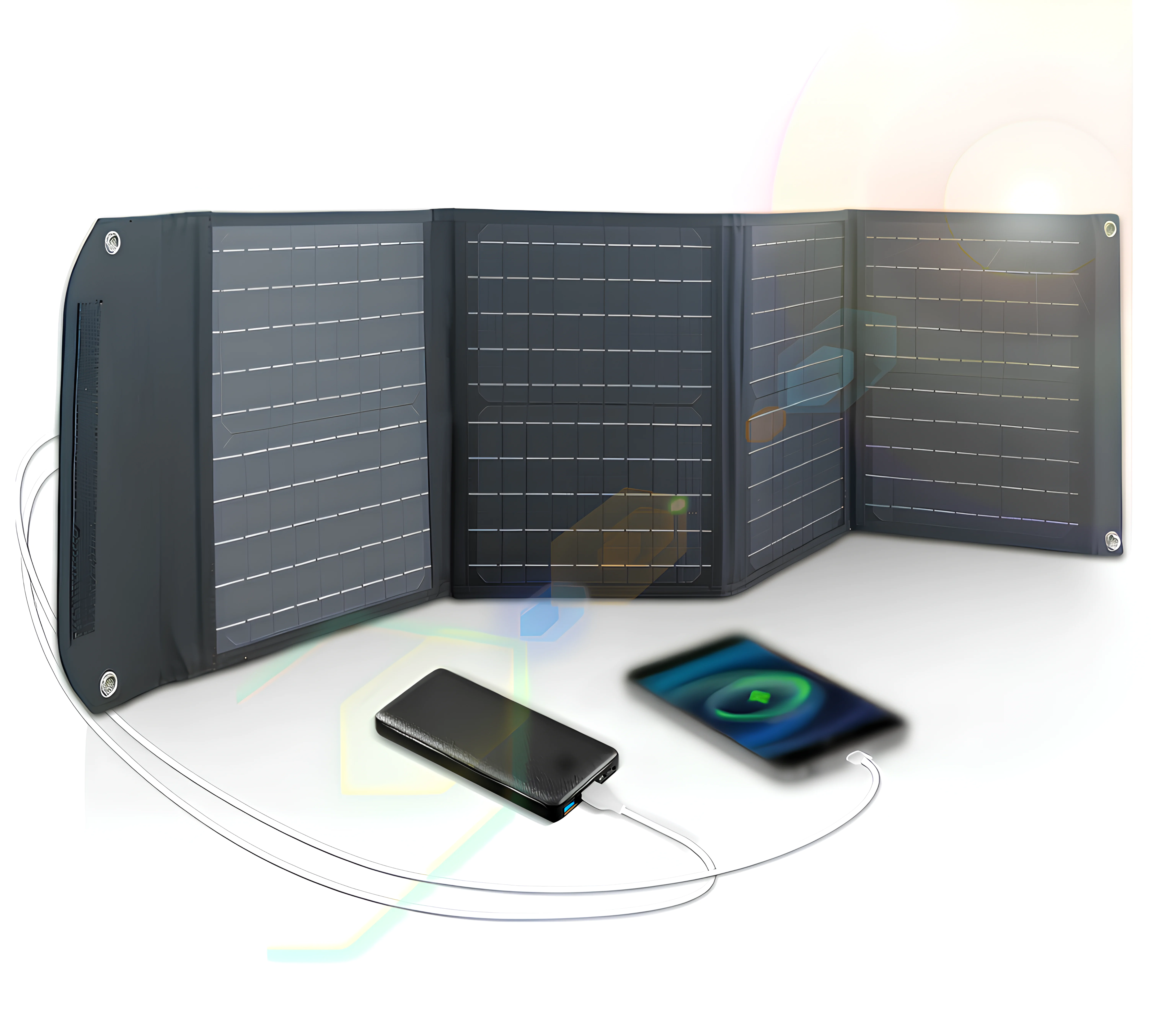 Складна Сонячна Панель ETFE. Панель Сонячна з Type-C. Монокристалічні ламіновані сонячні панелі. Фотоелектрична сонячна панель 40W. Гнучка ETFE Панель 1.1м